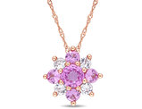 1.80 Carat (ctw) Pink and White Sapphire Pendant Necklace in 14K Rose Gold with Chain